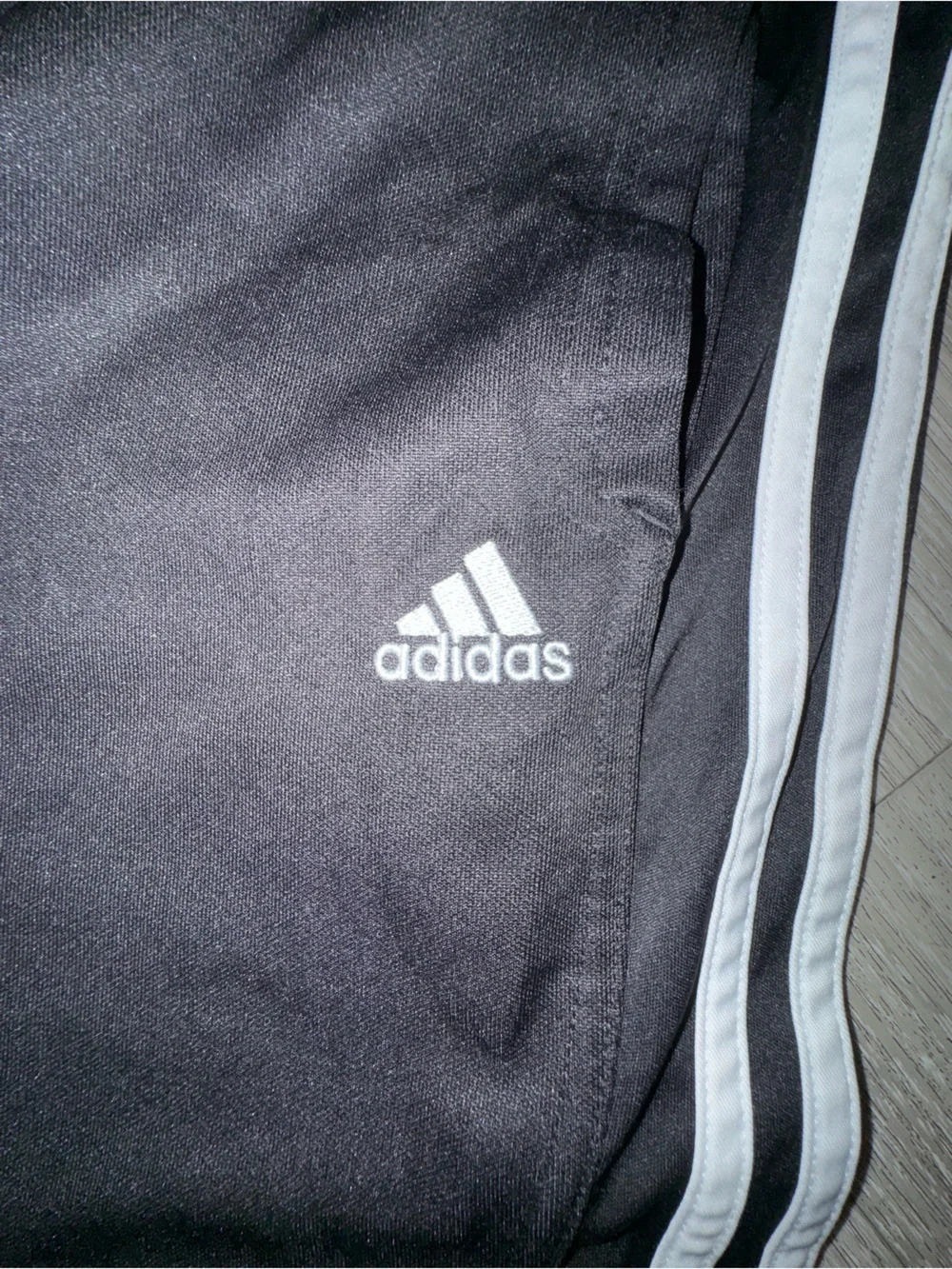 adidas Black Track Pants with White Side Stripes